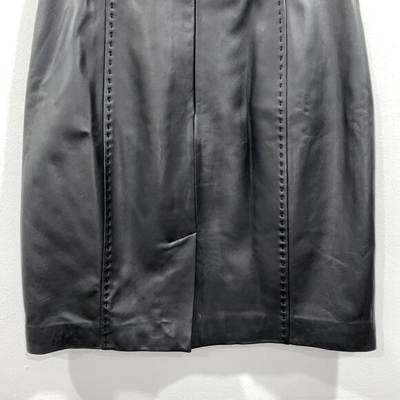 Black Leather Skirt Knee Length Size 6 Petite - Picture 6 of 12